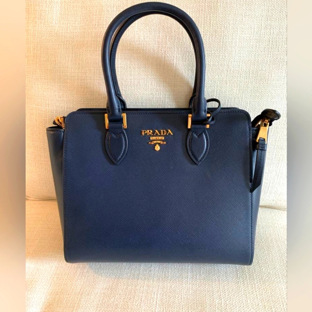 NWT Prada Saffiano Soft Calfskin Tote Baltico